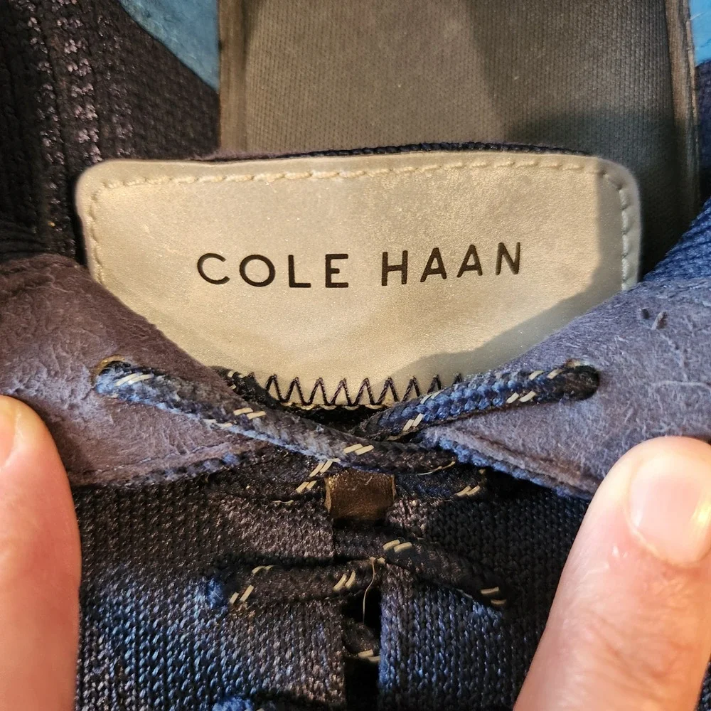 Cole Haan Dress Shoes Mens Size 10.5M Blue‎ Knit Oxford Weatherproof Lightweight